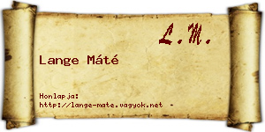 Lange Máté névjegykártya